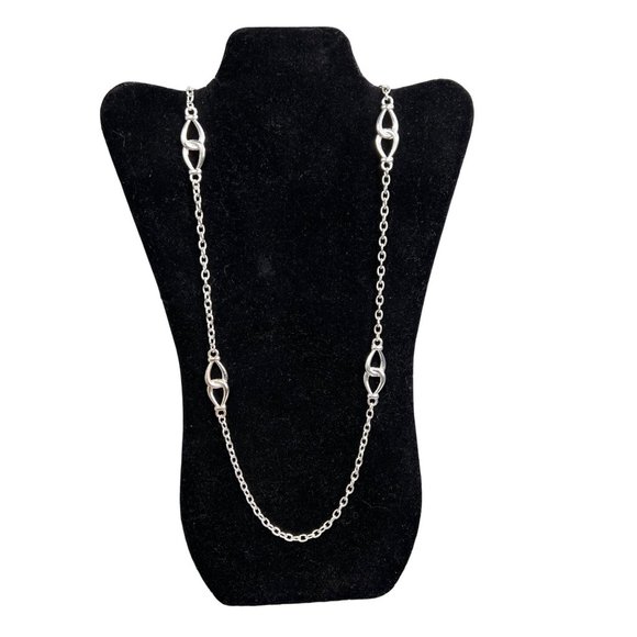 Liz Claiborne LC Silver Tone Necklace Eternal Links Long Layering Chain 40 in - Picture 1 of 7